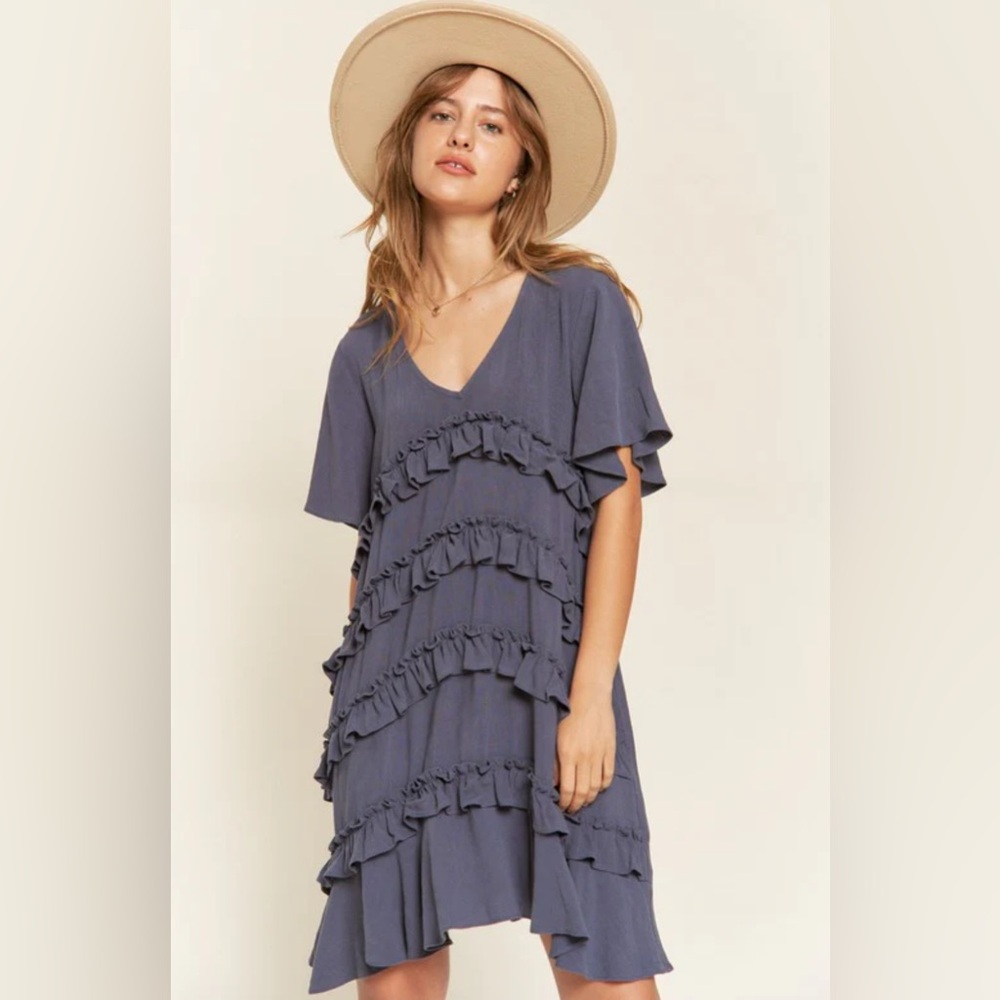 Flawless Black flowwy ruffle dress